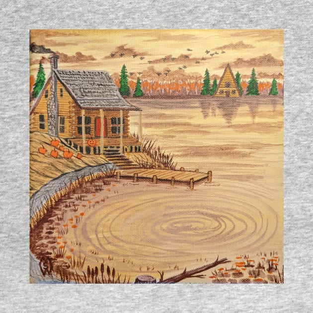 Cabin at the Lake in the Fall Season by Matt Starr Fine Art